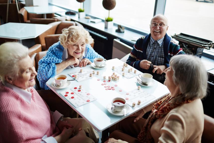 old people playing bingo